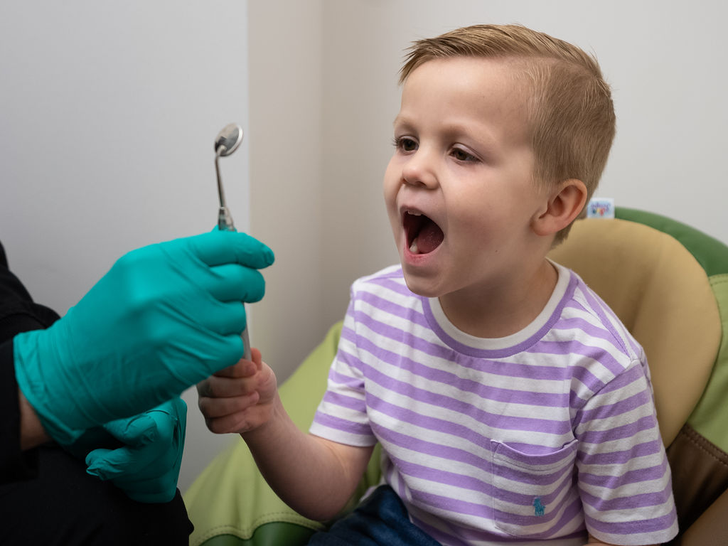 Little boy getting dental care